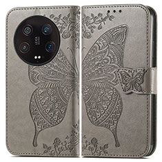 Coque Portefeuille Papillon Livre Cuir Etui Clapet pour Xiaomi Mi 13 Ultra 5G Gris