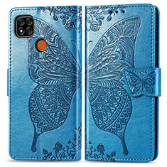 Coque Portefeuille Papillon Livre Cuir Etui Clapet pour Xiaomi POCO C3 Bleu