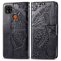 Coque Portefeuille Papillon Livre Cuir Etui Clapet pour Xiaomi POCO C3 Noir