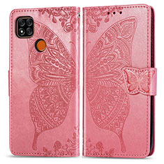 Coque Portefeuille Papillon Livre Cuir Etui Clapet pour Xiaomi POCO C31 Rose Rouge