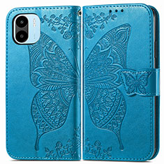 Coque Portefeuille Papillon Livre Cuir Etui Clapet pour Xiaomi Poco C50 Bleu