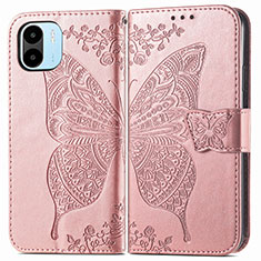 Coque Portefeuille Papillon Livre Cuir Etui Clapet pour Xiaomi Poco C50 Rose