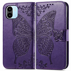 Coque Portefeuille Papillon Livre Cuir Etui Clapet pour Xiaomi Poco C51 Violet