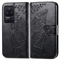 Coque Portefeuille Papillon Livre Cuir Etui Clapet pour Xiaomi Poco F4 5G Noir