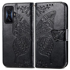 Coque Portefeuille Papillon Livre Cuir Etui Clapet pour Xiaomi Poco F4 GT 5G Noir