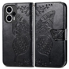 Coque Portefeuille Papillon Livre Cuir Etui Clapet pour Xiaomi Poco F5 5G Noir