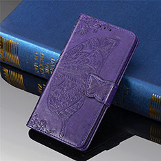 Coque Portefeuille Papillon Livre Cuir Etui Clapet pour Xiaomi Poco M2 Violet