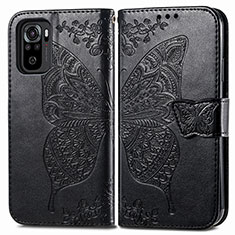 Coque Portefeuille Papillon Livre Cuir Etui Clapet pour Xiaomi Poco M5S Noir