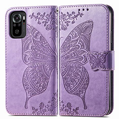 Coque Portefeuille Papillon Livre Cuir Etui Clapet pour Xiaomi Poco M5S Violet Clair