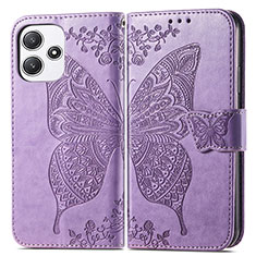 Coque Portefeuille Papillon Livre Cuir Etui Clapet pour Xiaomi Poco M6 Pro 5G Violet Clair