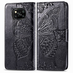 Coque Portefeuille Papillon Livre Cuir Etui Clapet pour Xiaomi Poco X3 Pro Noir