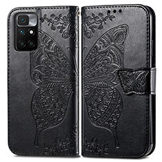 Coque Portefeuille Papillon Livre Cuir Etui Clapet pour Xiaomi Redmi 10 (2022) Noir