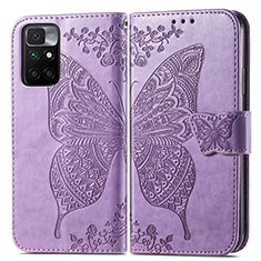 Coque Portefeuille Papillon Livre Cuir Etui Clapet pour Xiaomi Redmi 10 (2022) Violet Clair