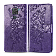Coque Portefeuille Papillon Livre Cuir Etui Clapet pour Xiaomi Redmi 10X 4G Violet