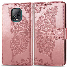 Coque Portefeuille Papillon Livre Cuir Etui Clapet pour Xiaomi Redmi 10X 5G Rose