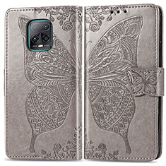 Coque Portefeuille Papillon Livre Cuir Etui Clapet pour Xiaomi Redmi 10X Pro 5G Gris