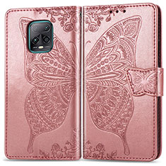 Coque Portefeuille Papillon Livre Cuir Etui Clapet pour Xiaomi Redmi 10X Pro 5G Rose