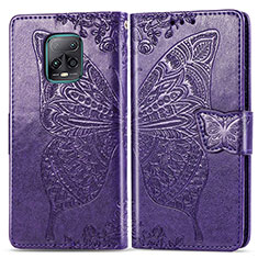 Coque Portefeuille Papillon Livre Cuir Etui Clapet pour Xiaomi Redmi 10X Pro 5G Violet