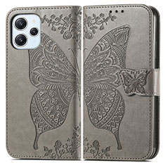 Coque Portefeuille Papillon Livre Cuir Etui Clapet pour Xiaomi Redmi 12 4G Gris