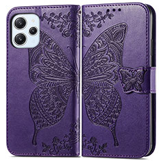 Coque Portefeuille Papillon Livre Cuir Etui Clapet pour Xiaomi Redmi 12 4G Violet