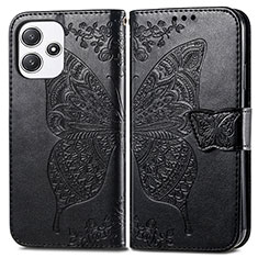 Coque Portefeuille Papillon Livre Cuir Etui Clapet pour Xiaomi Redmi 12 5G Noir