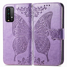 Coque Portefeuille Papillon Livre Cuir Etui Clapet pour Xiaomi Redmi 9 Power Violet Clair