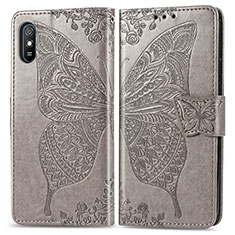 Coque Portefeuille Papillon Livre Cuir Etui Clapet pour Xiaomi Redmi 9AT Gris