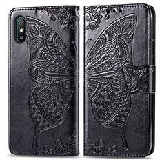 Coque Portefeuille Papillon Livre Cuir Etui Clapet pour Xiaomi Redmi 9AT Noir