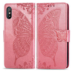 Coque Portefeuille Papillon Livre Cuir Etui Clapet pour Xiaomi Redmi 9i Rose Rouge