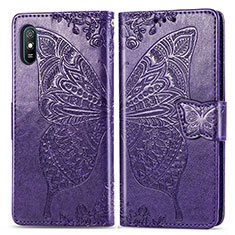 Coque Portefeuille Papillon Livre Cuir Etui Clapet pour Xiaomi Redmi 9i Violet