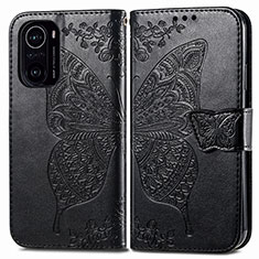 Coque Portefeuille Papillon Livre Cuir Etui Clapet pour Xiaomi Redmi K40 5G Noir