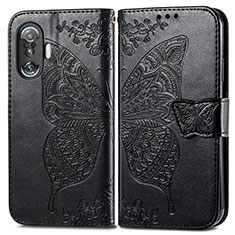 Coque Portefeuille Papillon Livre Cuir Etui Clapet pour Xiaomi Redmi K40 Gaming 5G Noir