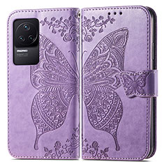 Coque Portefeuille Papillon Livre Cuir Etui Clapet pour Xiaomi Redmi K50 Pro 5G Violet Clair