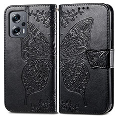 Coque Portefeuille Papillon Livre Cuir Etui Clapet pour Xiaomi Redmi K50i 5G Noir