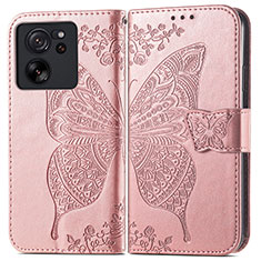 Coque Portefeuille Papillon Livre Cuir Etui Clapet pour Xiaomi Redmi K60 Ultra 5G Or Rose