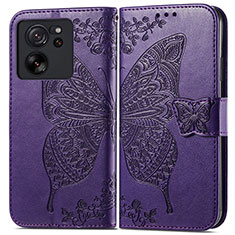 Coque Portefeuille Papillon Livre Cuir Etui Clapet pour Xiaomi Redmi K60 Ultra 5G Violet