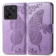 Coque Portefeuille Papillon Livre Cuir Etui Clapet pour Xiaomi Redmi K60 Ultra 5G Violet Clair