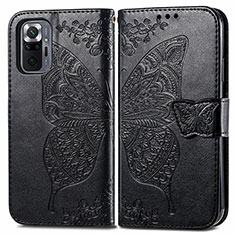 Coque Portefeuille Papillon Livre Cuir Etui Clapet pour Xiaomi Redmi Note 10 Pro Max Noir