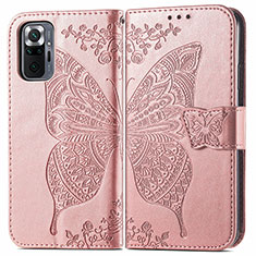 Coque Portefeuille Papillon Livre Cuir Etui Clapet pour Xiaomi Redmi Note 10 Pro Max Rose