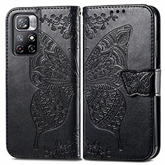 Coque Portefeuille Papillon Livre Cuir Etui Clapet pour Xiaomi Redmi Note 11 5G Noir