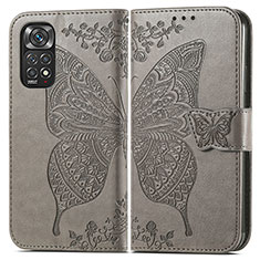 Coque Portefeuille Papillon Livre Cuir Etui Clapet pour Xiaomi Redmi Note 11 Pro 4G Gris