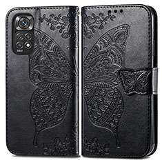 Coque Portefeuille Papillon Livre Cuir Etui Clapet pour Xiaomi Redmi Note 11 Pro 4G Noir