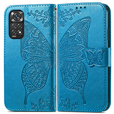 Coque Portefeuille Papillon Livre Cuir Etui Clapet pour Xiaomi Redmi Note 11 Pro 5G Bleu