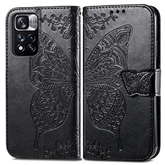 Coque Portefeuille Papillon Livre Cuir Etui Clapet pour Xiaomi Redmi Note 11 Pro+ Plus 5G Noir