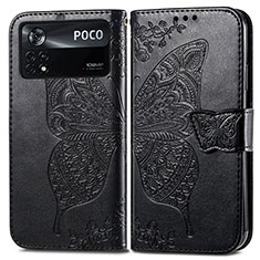 Coque Portefeuille Papillon Livre Cuir Etui Clapet pour Xiaomi Redmi Note 11E Pro 5G Noir