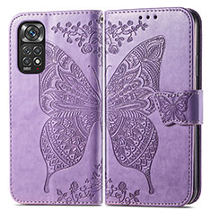 Coque Portefeuille Papillon Livre Cuir Etui Clapet pour Xiaomi Redmi Note 12 Pro 4G Violet Clair