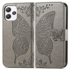 Coque Portefeuille Papillon Livre Cuir Etui Clapet pour Xiaomi Redmi Note 12R 5G Gris