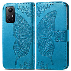 Coque Portefeuille Papillon Livre Cuir Etui Clapet pour Xiaomi Redmi Note 12S Bleu