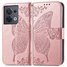 Coque Portefeuille Papillon Livre Cuir Etui Clapet pour Xiaomi Redmi Note 13 5G Rose