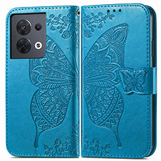 Coque Portefeuille Papillon Livre Cuir Etui Clapet pour Xiaomi Redmi Note 13 Pro 5G Bleu
